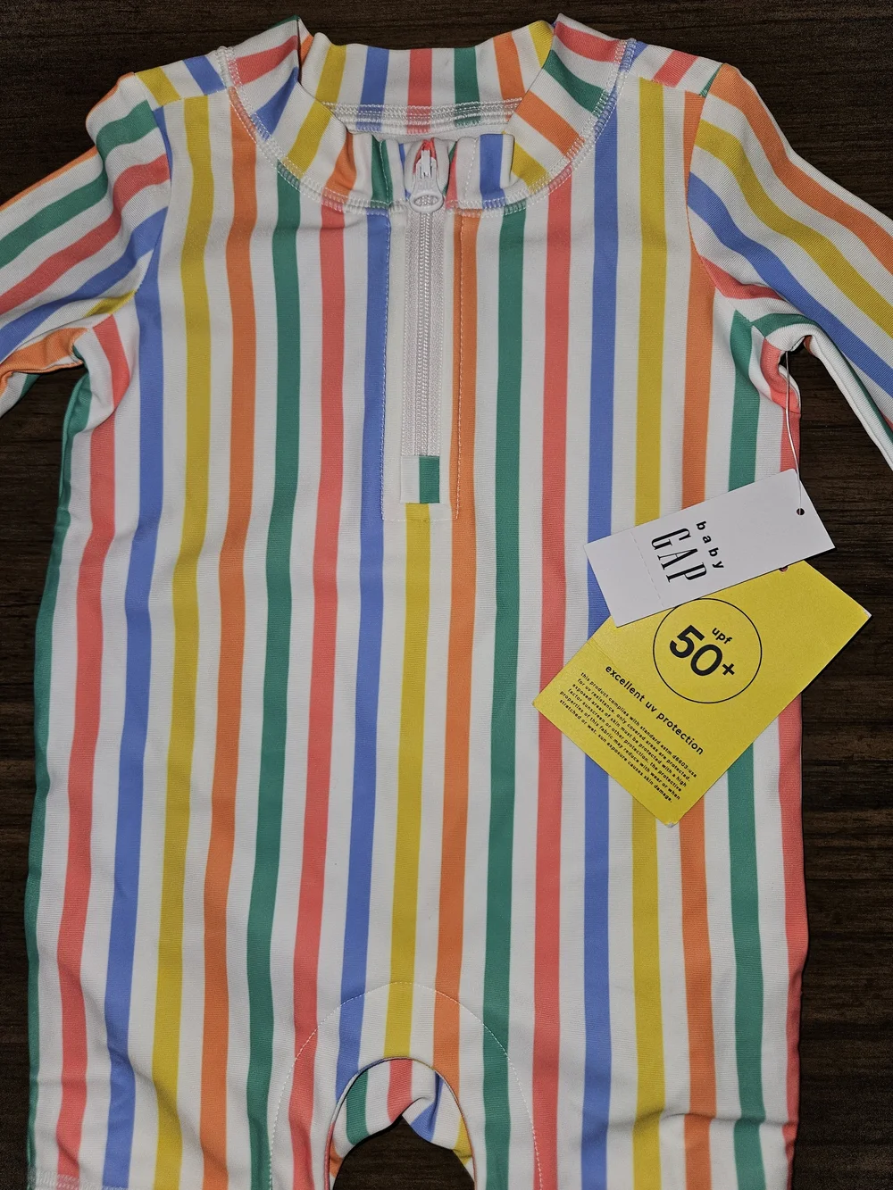 GAP Multicolor Striped Sunsuit Romper - Yellow, Green, Blue, Orange, Pink, White